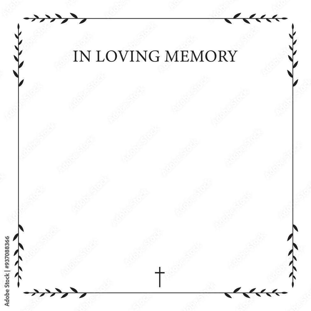 Fototapeta premium Funeral vector card. Empty card. Digital Funeral Announcement Invitation Template in vector Illustrator