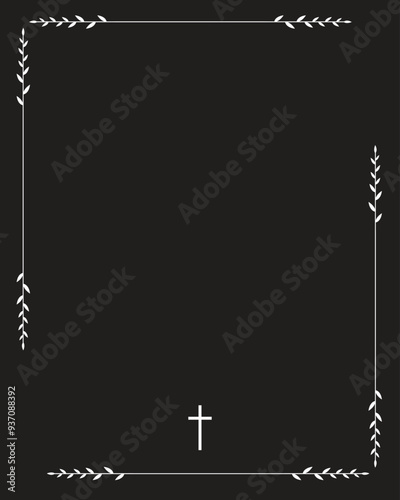 Funeral vector card. Empty card. Digital Funeral Announcement Invitation Template in vector Illustrator