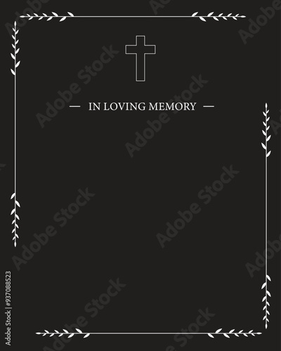 Funeral vector card. Empty card. Digital Funeral Announcement Invitation Template in vector Illustrator
