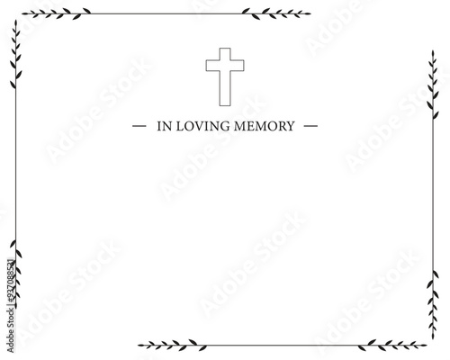 Funeral vector card. Empty card. Digital Funeral Announcement Invitation Template in vector Illustrator