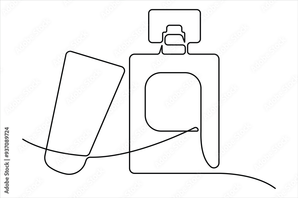 Obraz premium Wine bottle continuous one single line art drawing of design outline vector minimalism illustration 