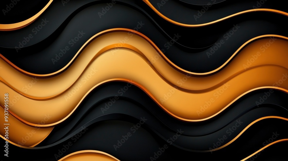 Abstract Black and Gold Wavy Background Abstract Black and Gold Wavy Background