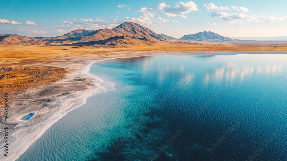 Aerial View of Blue Lake and Mountain Landscape Aerial View of Blue Lake and Mountain Landscape