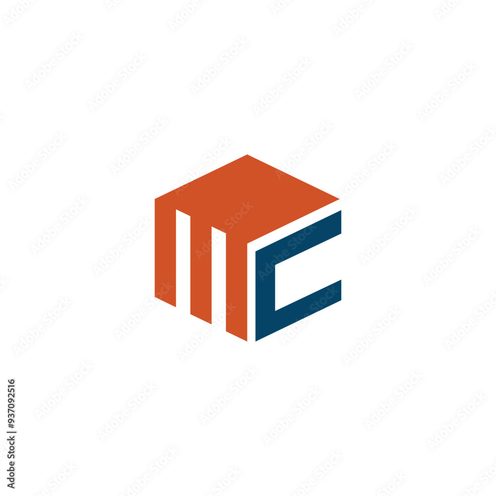Logo letter initial MC box hexagon with blank background Logo letter initial MC box hexagon with blank background