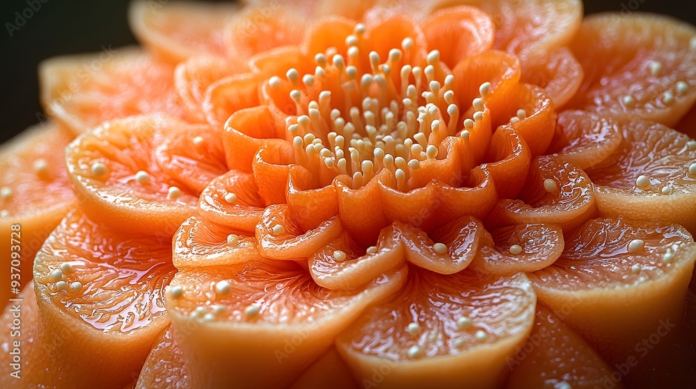 Closeup of a Carved Flower. Closeup of a Carved Flower.