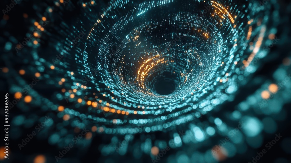 custom made wallpaper toronto digital36 A 3D search engine logo in the center of a swirling vortex of data, symbolizing the epicenter of information retrieval