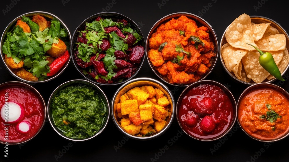 Assortment of Indian Dishes in Bowls Assortment of Indian Dishes in Bowls