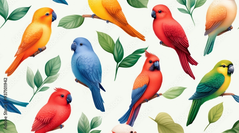 Fototapeta premium Colorful Bird Pattern