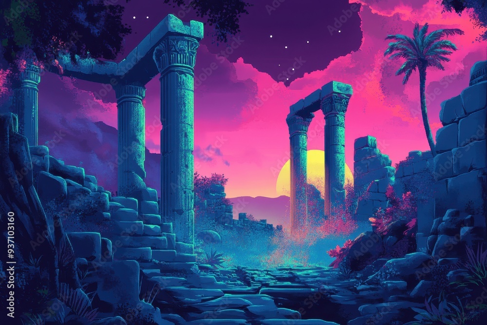 Fototapeta premium Ruins of an Ancient Civilization at Sunset