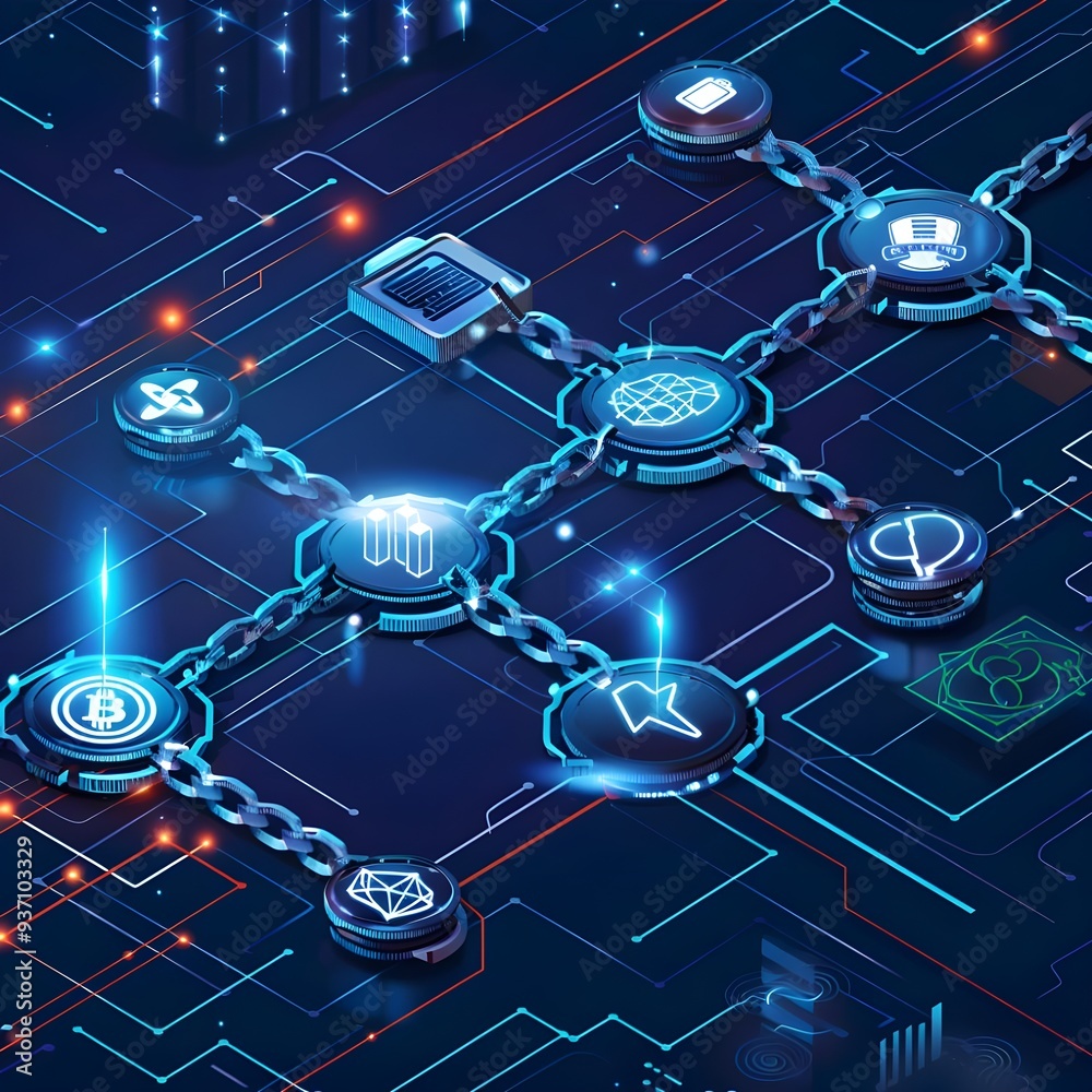 A digital representation of a blockchain network with interconnected nodes, highlighting secure digital transactions and decentralized technology. A digital representation of a blockchain network with interconnected nodes, highlighting secure digital transactions and decentralized technology.