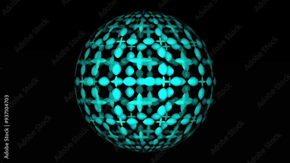 ball of light green floral texture, changing with black background. 3D Animation ball of light green floral texture, changing with black background. 3D Animation