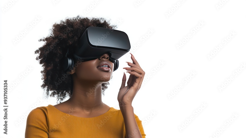 Woman with Curly Hair Wearing VR Headset Woman with Curly Hair Wearing VR Headset