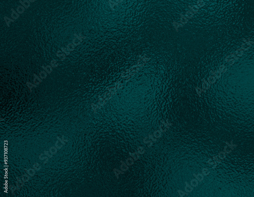 Dark blue green foil glass texture background. Abstract gradient bright light reflection and shiny rough texture surface. Glass effect background 