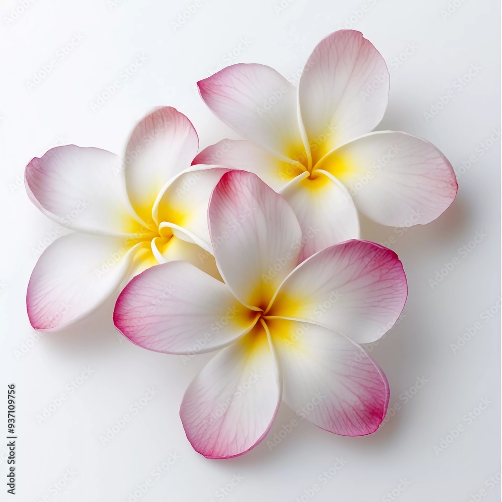 Fototapeta premium frangipani (plumeria) flowers on white background which is very beautiful