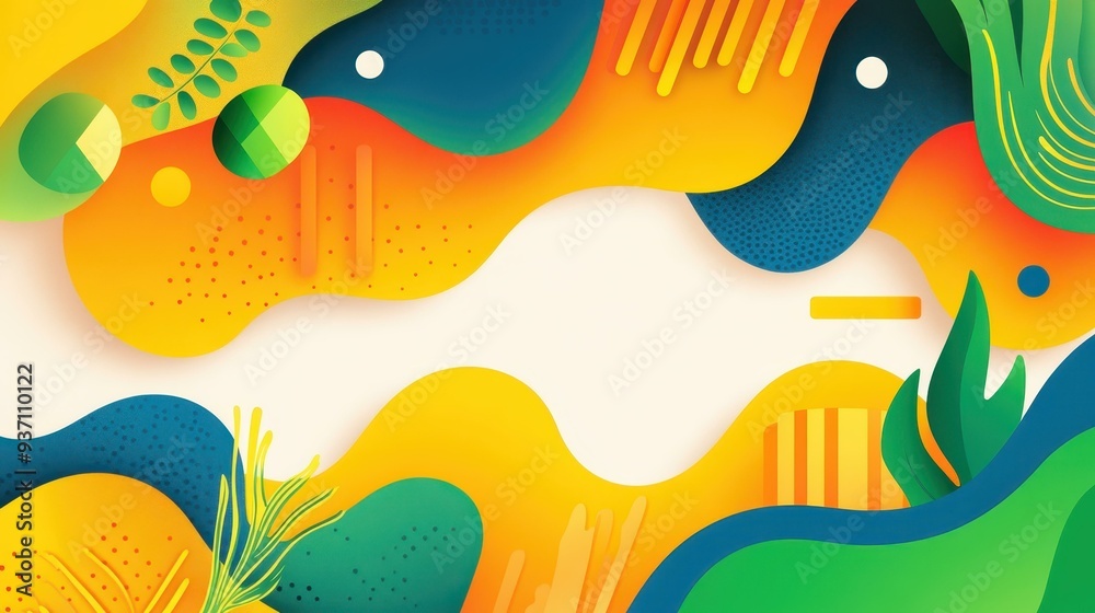 Experience the vibrant essence of Brazil with colorful wavy patterns in a fun and lively abstract world. Experience the vibrant essence of Brazil with colorful wavy patterns in a fun and lively abstract world.