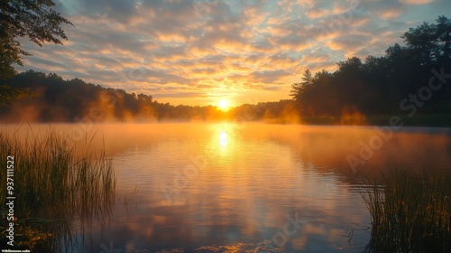 Misty Sunrise Over a Tranquil