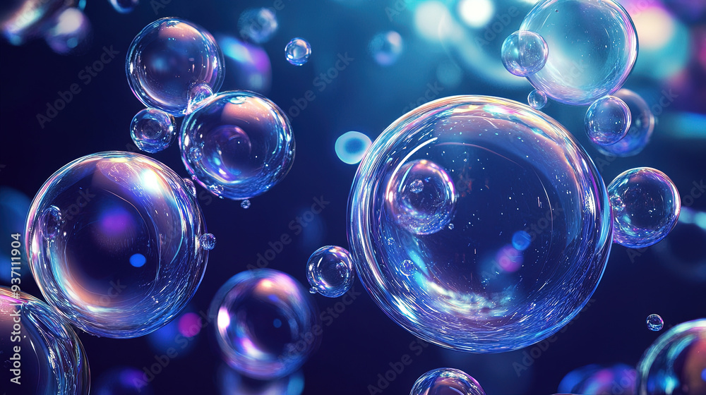 Big round various sizes air bubbles with blue violet background. Big round various sizes air bubbles with blue violet background.