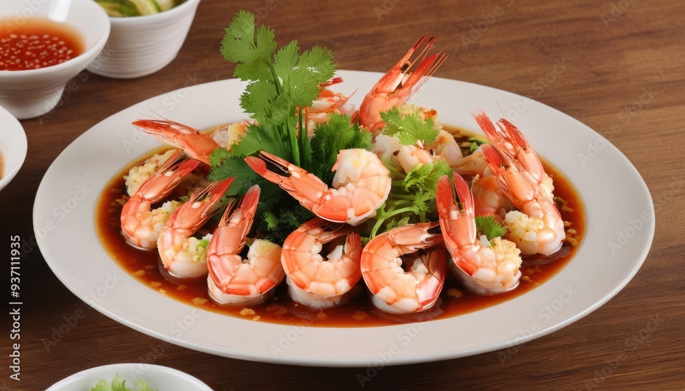 Delicious shrimp dish ready to be savored Delicious shrimp dish ready to be savored
