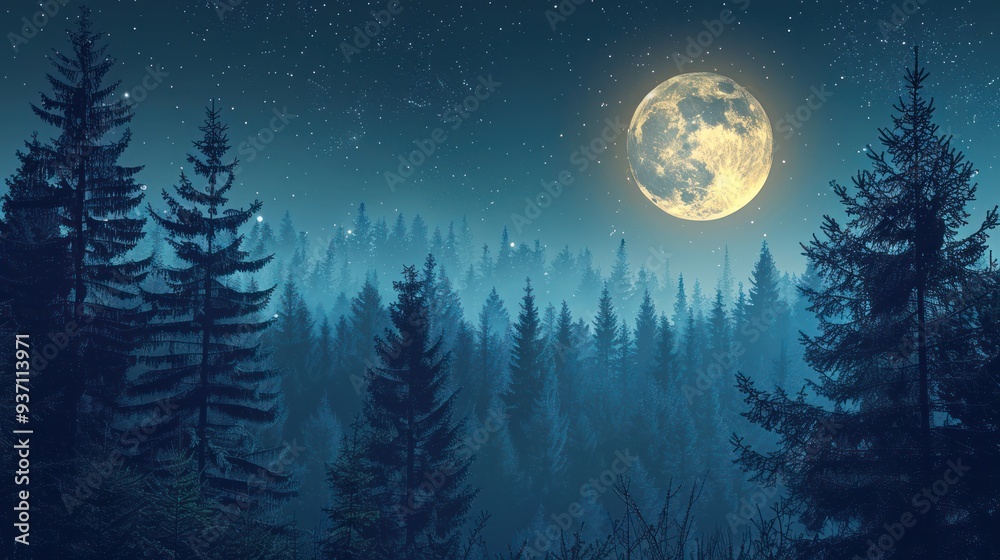 Fototapeta premium Mystical Moonlit Forest