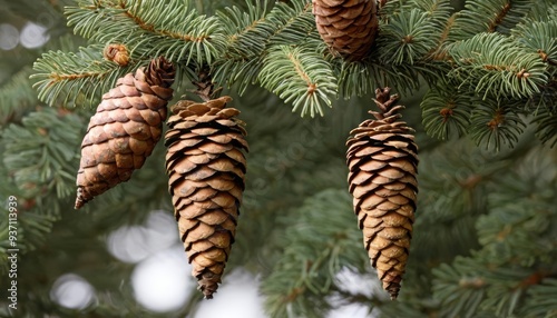  Natural beauty Pine cones on a tree branch