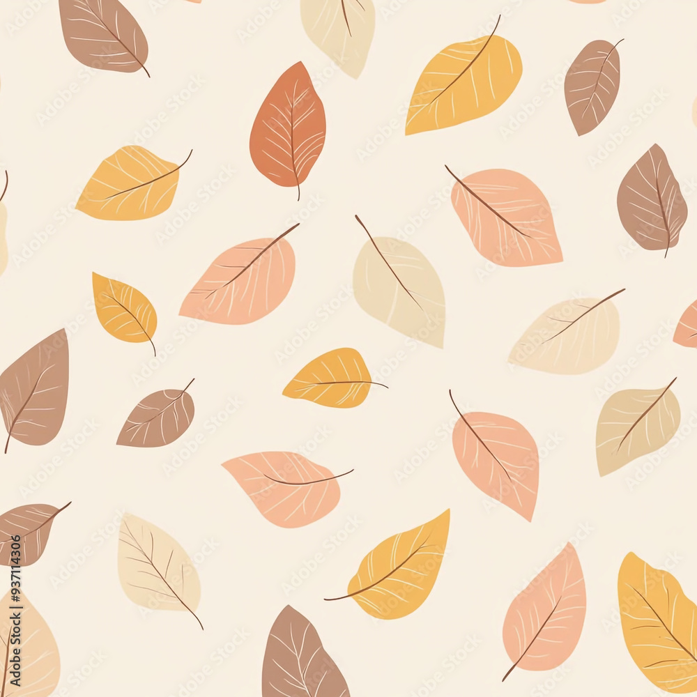 Autumn-themed seamless pattern with orange leaves on a light background 가을 테마의 밝은 배경에 잎이 있는 패턴 Autumn-themed seamless pattern with orange leaves on a light background 가을 테마의 밝은 배경에 잎이 있는 패턴