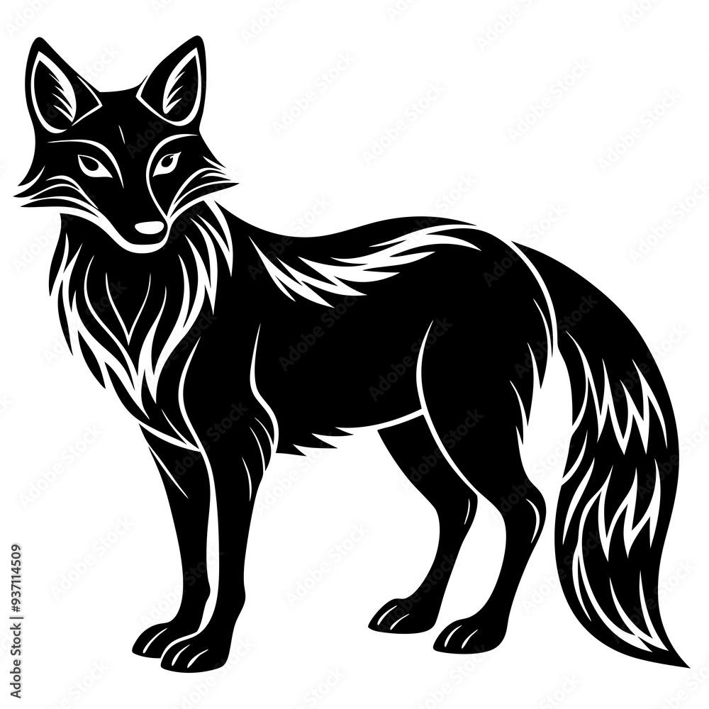 Fox silhouette Vector illustration on a white background Fox silhouette Vector illustration on a white background