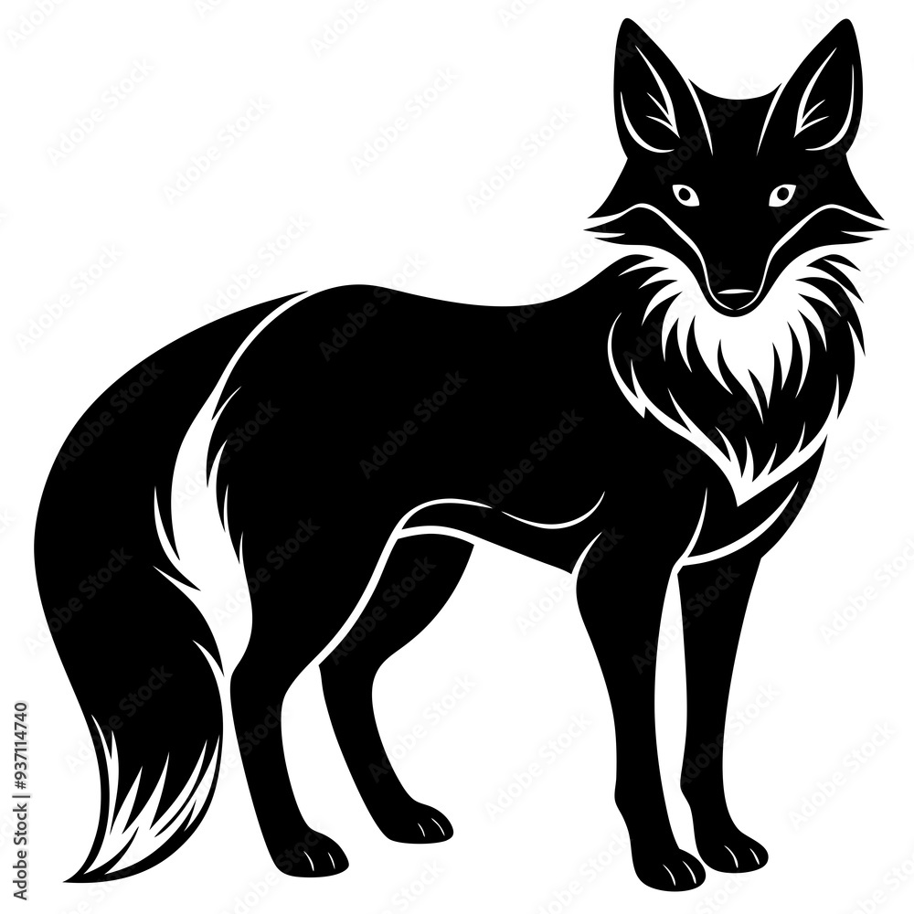 Fox silhouette Vector illustration on a white background Fox silhouette Vector illustration on a white background