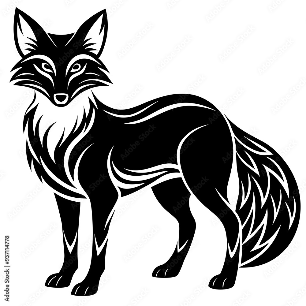 Obraz premium Fox silhouette Vector illustration on a white background