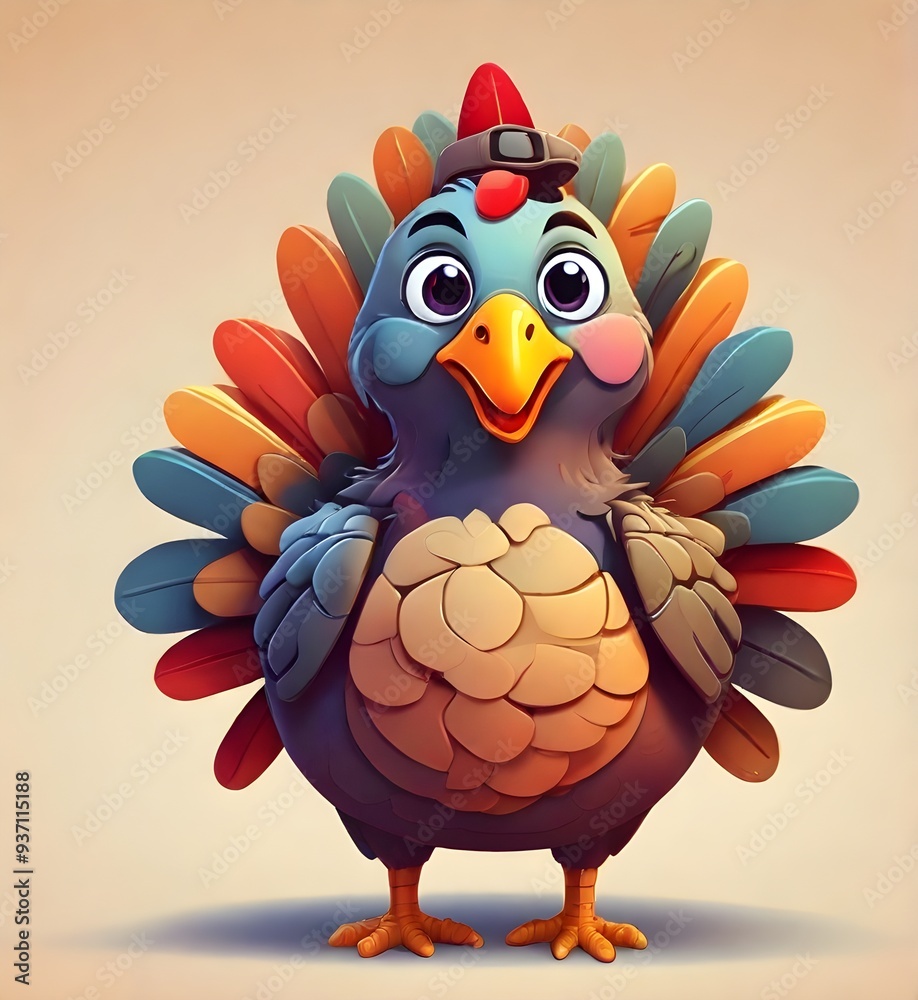 Thanksgiving turkey in funny cartoon style. Happy bird Thanksgiving turkey in funny cartoon style. Happy bird