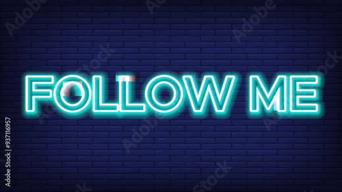 Follow me on social media quotes text neon blue effect.