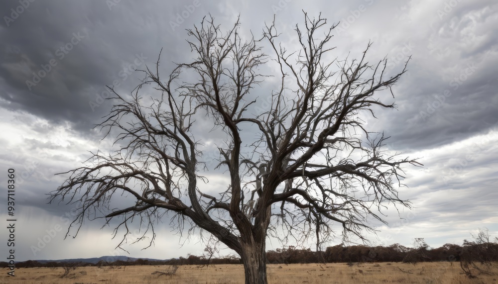 Desolate beauty A solitary tree stands against the stormy sky Desolate beauty A solitary tree stands against the stormy sky
