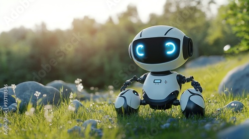 Cute Robot Exploring Nature