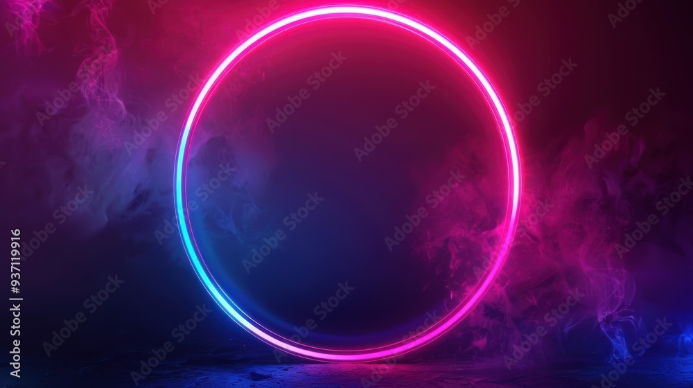 Abstract Neon Circle with Smoke Abstract Neon Circle with Smoke