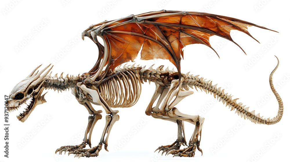 A skeletal dragon adorned with various Halloween masks, surreal and otherworldly, detailed skeletal structure, eerie atmosphere, isolated on white background A skeletal dragon adorned with various Halloween masks, surreal and otherworldly, detailed skeletal structure, eerie atmosphere, isolated on white background