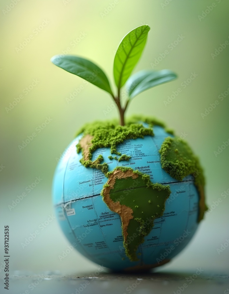 Seedling Growing on Earth Globe for Environmental Conservation Seedling Growing on Earth Globe for Environmental Conservation