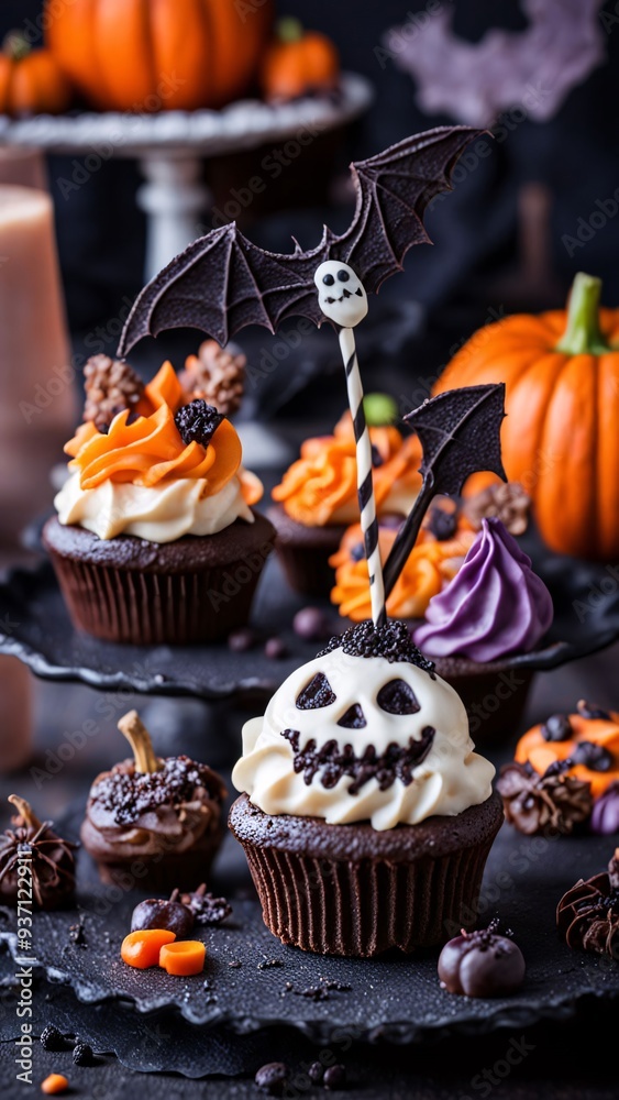 Halloween pumpkin chocolate cupcakes and sweets. Halloween pumpkin chocolate cupcakes and sweets.