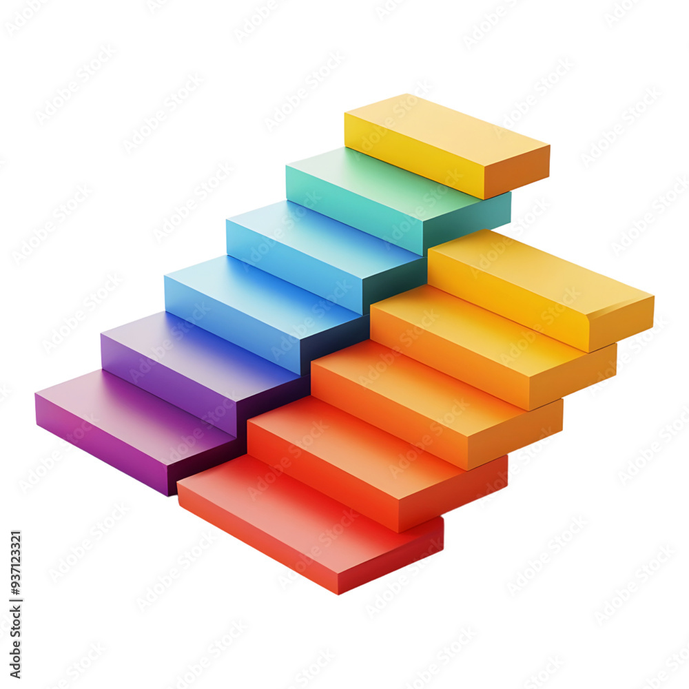Fototapeta premium Modern colorful 3D stair infographic elements design