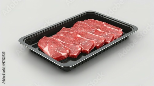 Black and White Label on a Blank Plastic Beef Tray Mockup