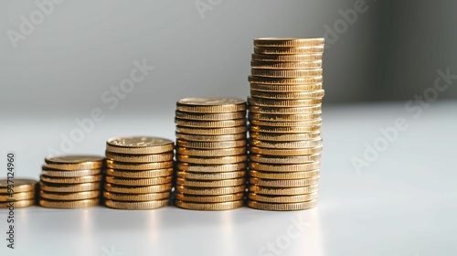 A collection of stacked coins showcasing an upward trend representing financial growth and investment.