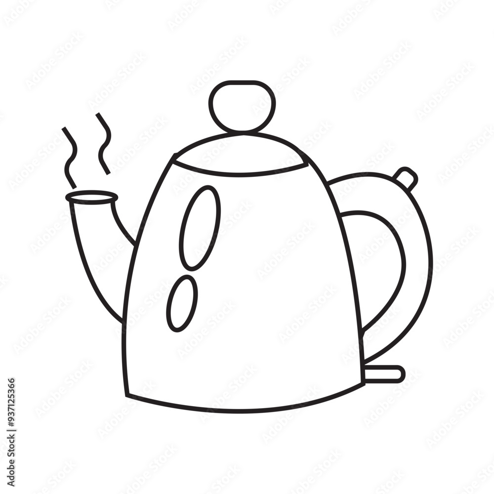 Obraz premium Minimalist line art kettle vector, ideal for kitchenware and appliance designs.