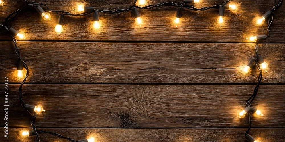 lighted christmas lights on wooden background frame lighted christmas lights on wooden background frame