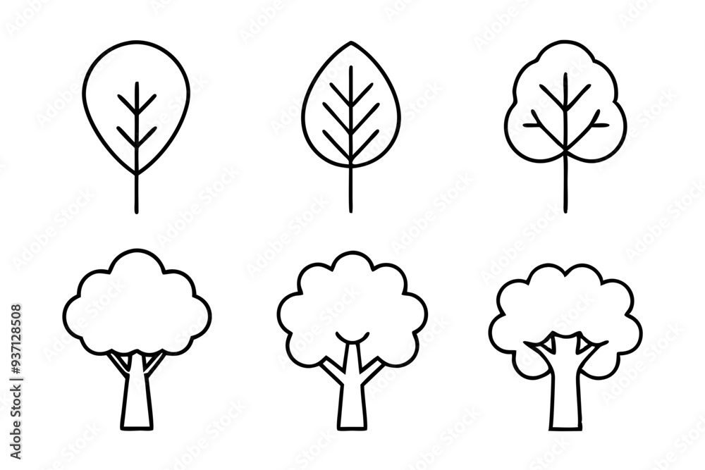 Set of Draw a tree icons silhouette vector line art illustration
Set of Draw a tree icons silhouette vector line art illustration