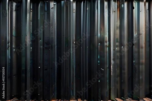 Panorama of Black Corrugated metal background and texture surface or galvanize steel Generative AI