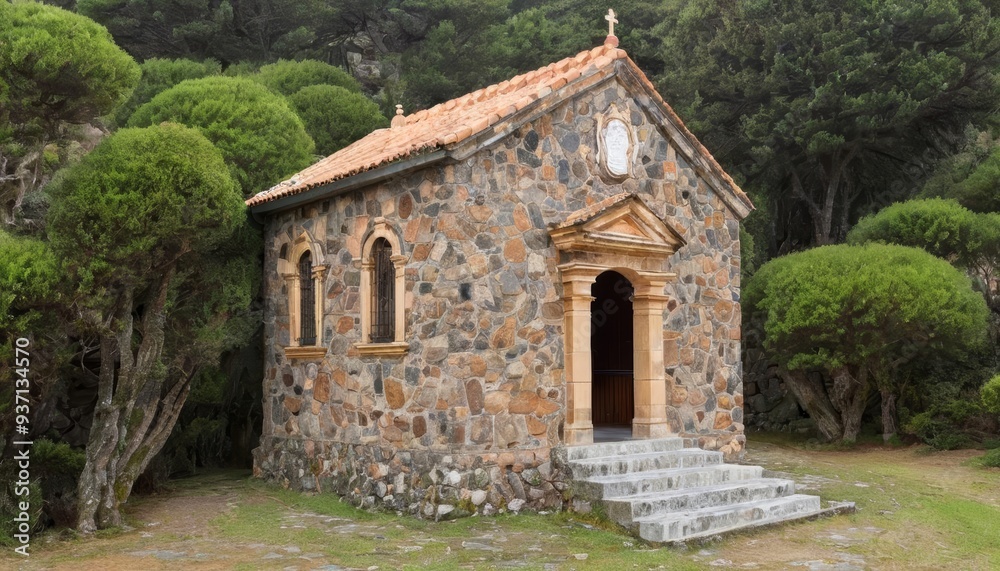 Charming stone chapel nestled in a serene forest setting Charming stone chapel nestled in a serene forest setting