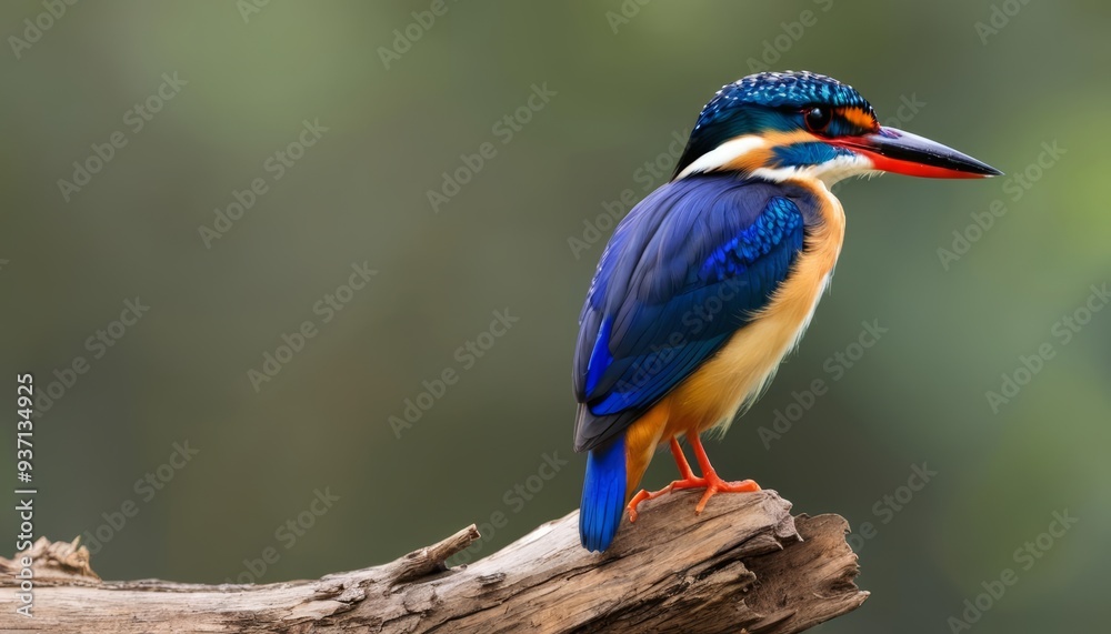 Fototapeta premium Vividly colorful bird perched on a branch
