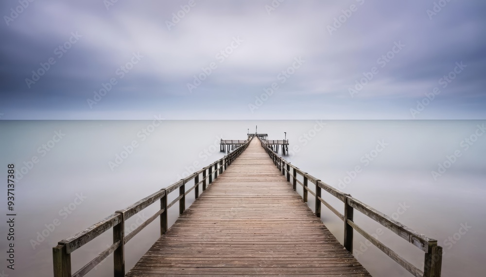 Walking towards the horizon on a wooden pier Walking towards the horizon on a wooden pier