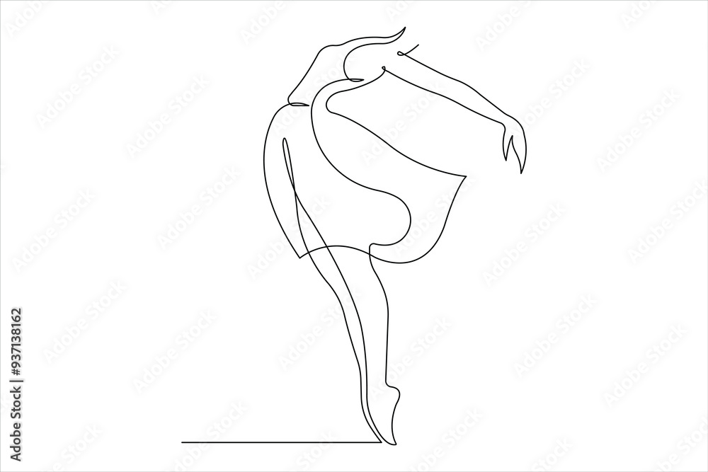 Continuous one line drawing of young dancer design outline vector illustration Continuous one line drawing of young dancer design outline vector illustration