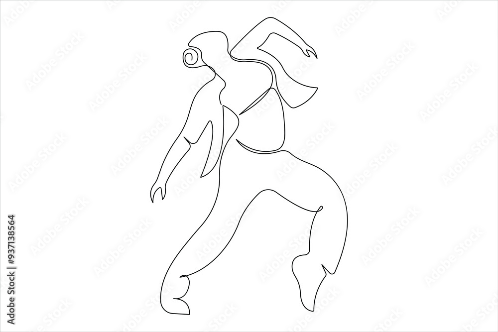 Continuous one line drawing of young dancer design outline vector illustration Continuous one line drawing of young dancer design outline vector illustration