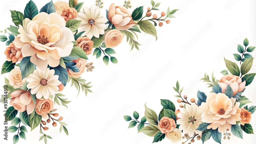 Fototapeta premium bouquet of flowers on white