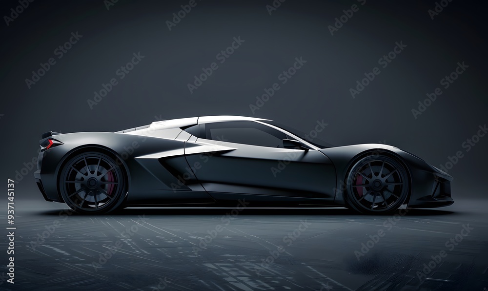 Fototapeta premium Computer generated image of a sports car, studio setup, on a dark background. 
